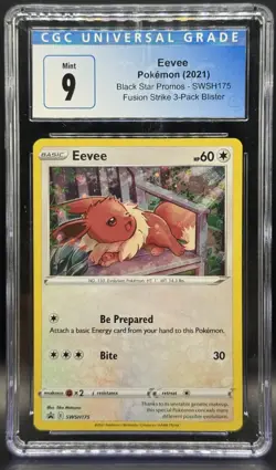 Pokemon TCG CGC 9 Eevee Holo Promo SWSH175 *TWO SWIRLS* - Image 1