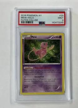 Pokemon 2016 Mew 29/124 Holo Fates Collide PSA 9 - Image 1
