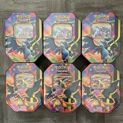 Lot Of 6 - Pokemon Mega Charizard X And Y ex Tins - SEALED - Image 1
