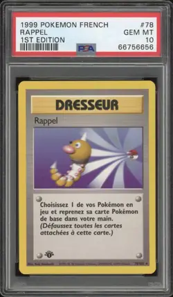 1999 Pokemon FRENCH 1st Edition Base Set Rappel-Scoop Up 78/102 PSA 10 GEM MINT - Image 1