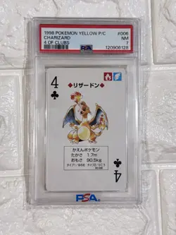 1998 POKEMON YELLOW VERSION PLAYING CARDS 4 OF CLUBS #006 CHARIZARD PSA 7 - Image 3