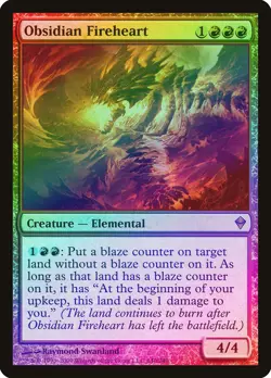 Obsidian Fireheart FOIL Zendikar HEAVILY PLD Red Mythic Rare MAGIC CARD ABUGames - Image 1