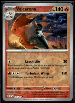Volcarona SV08: Surging Sparks 025/191 LP Pokemon TCG | Buy 1 Get 2 Free - Image 1