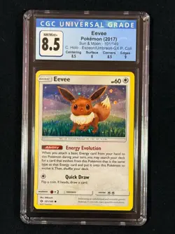 CGC 8.5 Eevee Sun & Moon 101/149 C. Holo - Espeon/Umbreon-GX P. Coll Pokemon - Image 1