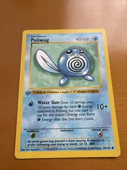 Pokemon Poliwag Base Set 59/102 1st Edition Shadowless Gray Stamp Misprint - Image 2