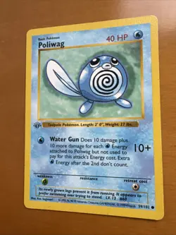 Pokemon Poliwag Base Set 59/102 1st Edition Shadowless Gray Stamp Misprint - Image 3