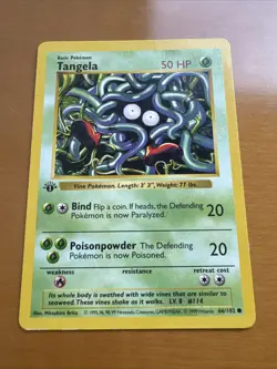 Pokemon TCG 1st Edition Tangela 066/102 Base Set (Shadowless) LP - Image 2