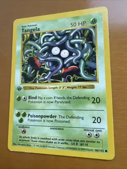 Pokemon TCG 1st Edition Tangela 066/102 Base Set (Shadowless) LP - Image 3