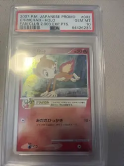 Pokemon Chimchar Fan Club 2,000 EXP Points Japanese Play Promo 002/PPP PSA 10 - Image 1