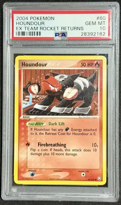 Pokemon PSA 10 Gem Mint Houndour 2004 EX Team Rocket Returns #60 - Image 1
