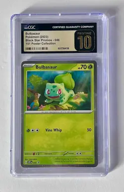 CGC 10 PRISTINE Pokemon Bulbasaur 046 Cosmos Holo Black Star Promo - Image 1