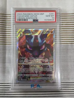 Pokemon 2023 Lucario VSTAR SWSH291 PSA 10 Gem Mint Crown Zenith ETB Promo Holo - Image 1
