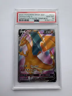 2020 Pokemon Champion’s Path Charizard V SWSH050 #050 Black Star Promo PSA 10 - Image 1