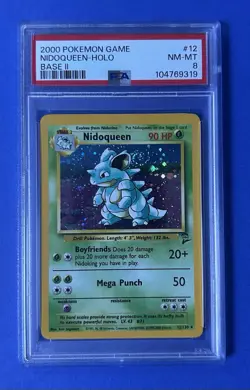 2000 Pokemon Game Nidoqueen Holo Base II #12 PSA 8 NM-MT**nice Swirl** - Image 1