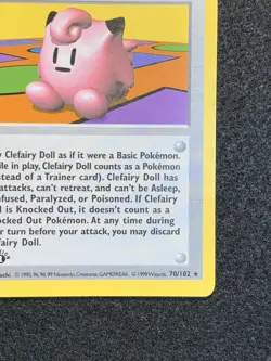 Pokemon Base Set 1st Edition Shadowless Rare Clefairy Doll Trainer 70/102 - Image 4
