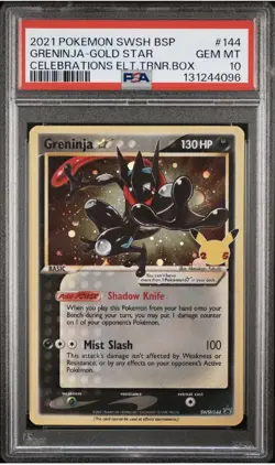 Pokemon Greninja Gold Star SWSH144 Celebrations Promo Holo PSA 10 - Image 1