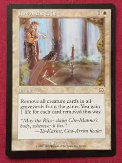 Magic The Gathering MERCADIAN MASQUES HONOR THE FALLEN white card MTG - Image 1