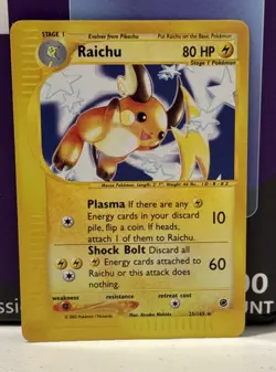 Raichu Expedition Base Set 25/165 Reverse Holo Rare Pokemon Card WOTC - Image 1