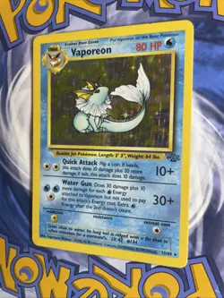Pokemon TCG Vaporeon Holo Rare Card 12/64 Jungle Set MP Moderately Played - Image 3
