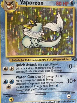 Pokemon TCG Vaporeon Holo Rare Card 12/64 Jungle Set MP Moderately Played - Image 5