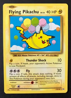 Flying Pikachu 110/108 XY Evolutions SECRET RARE NON-HOLO Pokemon Card Near Mint - Image 1