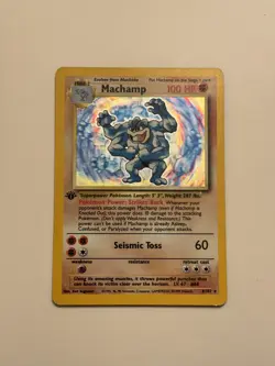 Machamp 1st Edition 8/102 Base Set Holo Rare Pokemon Card - TCG - LP - Image 1