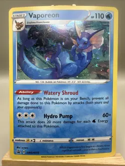 Pokemon TCG Vaporeon Black Star Promos Swsh072 Holo Promo Card LP - Image 1