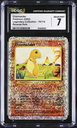 2002 POKEMON LEGENDARY COL. #70 CHARMANDER-REVERSE FOIL CGC 7 (NM) - Image 1