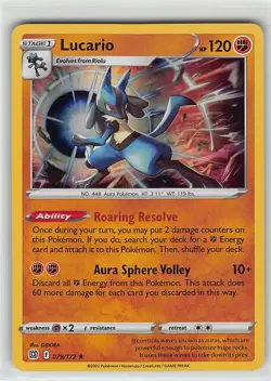 Lucario 079/172 Holo Rare Brilliant Stars Pokemon Holo Near Mint - Image 1