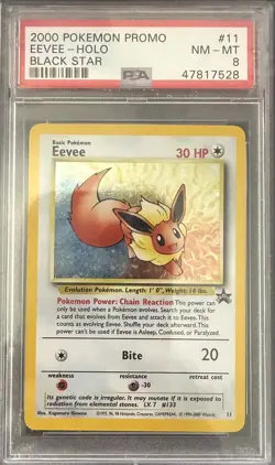 2000 Pokemon Black Star Eevee Holo Promo Pokemon League #11 PSA 8 NM-MT - Image 1