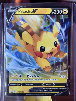 Pokemon TCG Pikachu V Sword & Shield SWSH285 Holo Promo Promo NM - Image 1