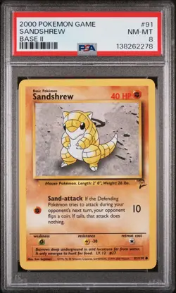 PSA 8 SANDSHREW 91 BASE SET II POKEMON MJ - Image 1