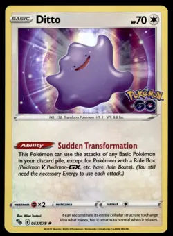 Ditto 053/078 Holo Rare Pokemon GO Pokemon Holo Near Mint - Image 1