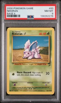 PSA 8 NIDORAN 83 BASE SET II POKEMON MJ - Image 1