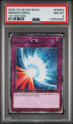 2024 YU-GI-OH! RA03-QUARTER CENTURY BONANZA 1ST ED #EN093 MIRROR FORCE PSA 8 - Image 1