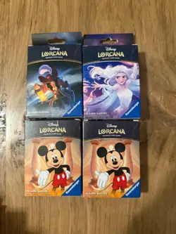 Set of 4 Disney Lorcana TCG Card Sleeves NEW: Hook, Elsa, Mickeyx2 - Image 1