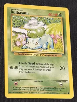 BULBASAUR - Base Set - 44/102 - Common - Pokemon Card - Unlimited Edition - Image 1