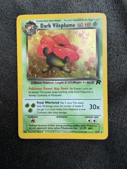 90’s Pokemon TCG Team Rocket Dark Vileplume Holo Card 13/82 2000 English Vintage - Image 5