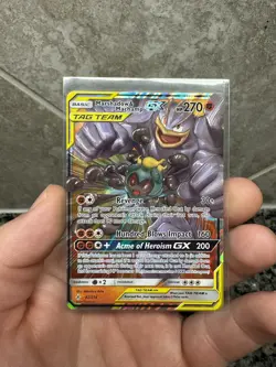 Marshadow & Machamp GX 82/214 Unbroken Bonds Ultra Rare Holo Pokemon Card - Image 1