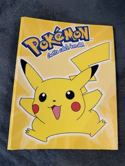 Vintage Pokemon Pikachu Ring Binder With 13 x Trading Card Holder Pages As Pics - Image 1