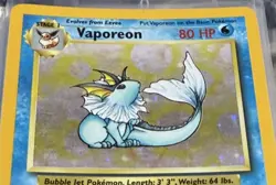POKEMON Card JUNGLE Vaporeon #12/64 Black Star Rare Holo ERROR NO STAMP - GOOD! - Image 2