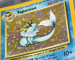 POKEMON Card JUNGLE Vaporeon #12/64 Black Star Rare Holo ERROR NO STAMP - GOOD! - Image 3