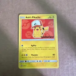 ⚡Ash’s Pikachu - SM109 Pokemon TCG - Special Black Star Promo Card - Red - Image 1