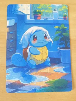 Anime ART STYLE squirtle Fan Full Art Pokemon Custom Card/perfect bookmark - Image 1