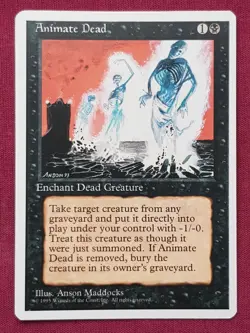 Magic The Gathering 4TH EDITION ANIMATE DEAD black card MTG FOURTH - Image 1