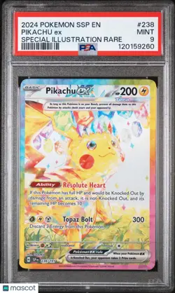 2024 Pokemon Surging Sparks Pikachu EX Special Illustration Rare PSA 9 238/191 - Image 1
