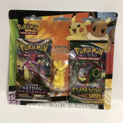 Pokemon TCG Evolving Skies Astral Radiance Pikachu Eraser 2 Pack Blister - Image 1