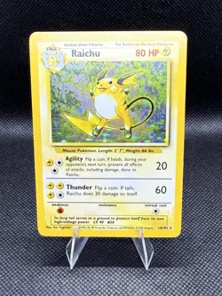 Pokemon TCG Raichu Base Set Holo Unlimited Rare Card 14/102 - Image 1