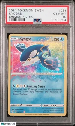 2021 Pokemon Sword & Shield Shining Fates Kyogre PSA 10 21/72 - Image 1