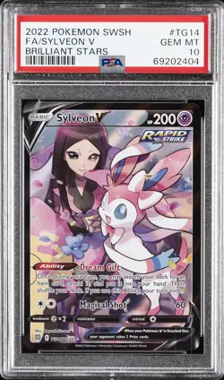 2022 POKEMON SWORD & SHIELD BRILLIANT STARS #TG14 FULL ART/SYLVEON V PSA 10 - Image 1